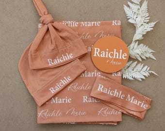 Personalized Swaddle and Sign Bundle - Perfect Baby Shower Gift for Expecting Parents - Newborn Photo Prop and Baby Name Announcement - JS01