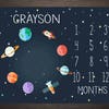 Baby Milestone Blanket, Custom Space Month Blanket, Space Dinosaur Baby ...