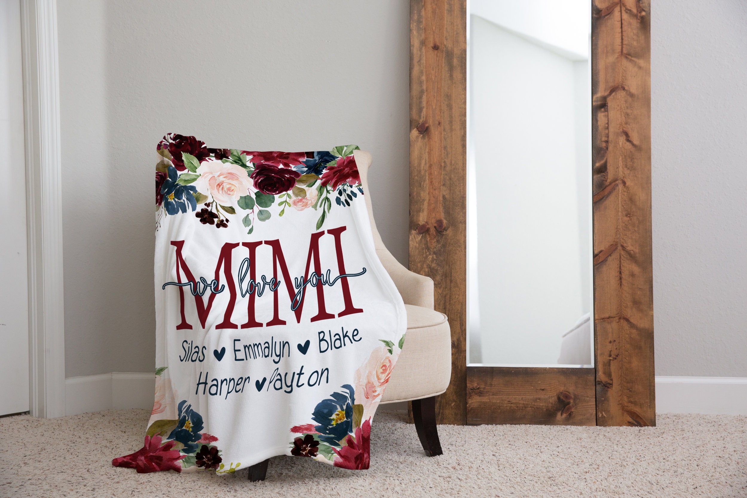 Personalized Christmas Gift Gift, Gift For Her, Mom Grandma Blanket, Personalized Mom Gift, Personalized Gift For Grandparent