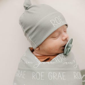 Personalized Swaddle Blanket, Optional Bundle, Newborn Coming Home Outfit Photo Props, Baby Name Announcement Sign, Baby Shower Gift JS12 image 3