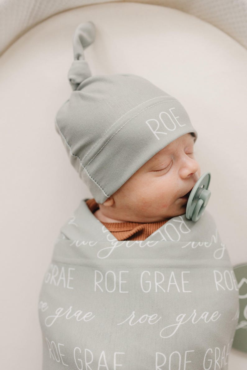 Personalized Swaddle Blanket, Optional Bundle, Newborn Coming Home Outfit Photo Props, Baby Name Announcement Sign, Baby Shower Gift JS12 image 3