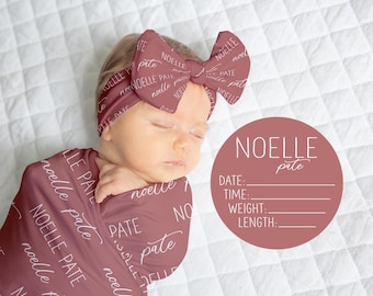 Personalized Swaddle Blanket, Optional Bundle, Newborn Coming Home Outfit Photo Props, Baby Name Announcement Sign, Baby Shower Gift JS7