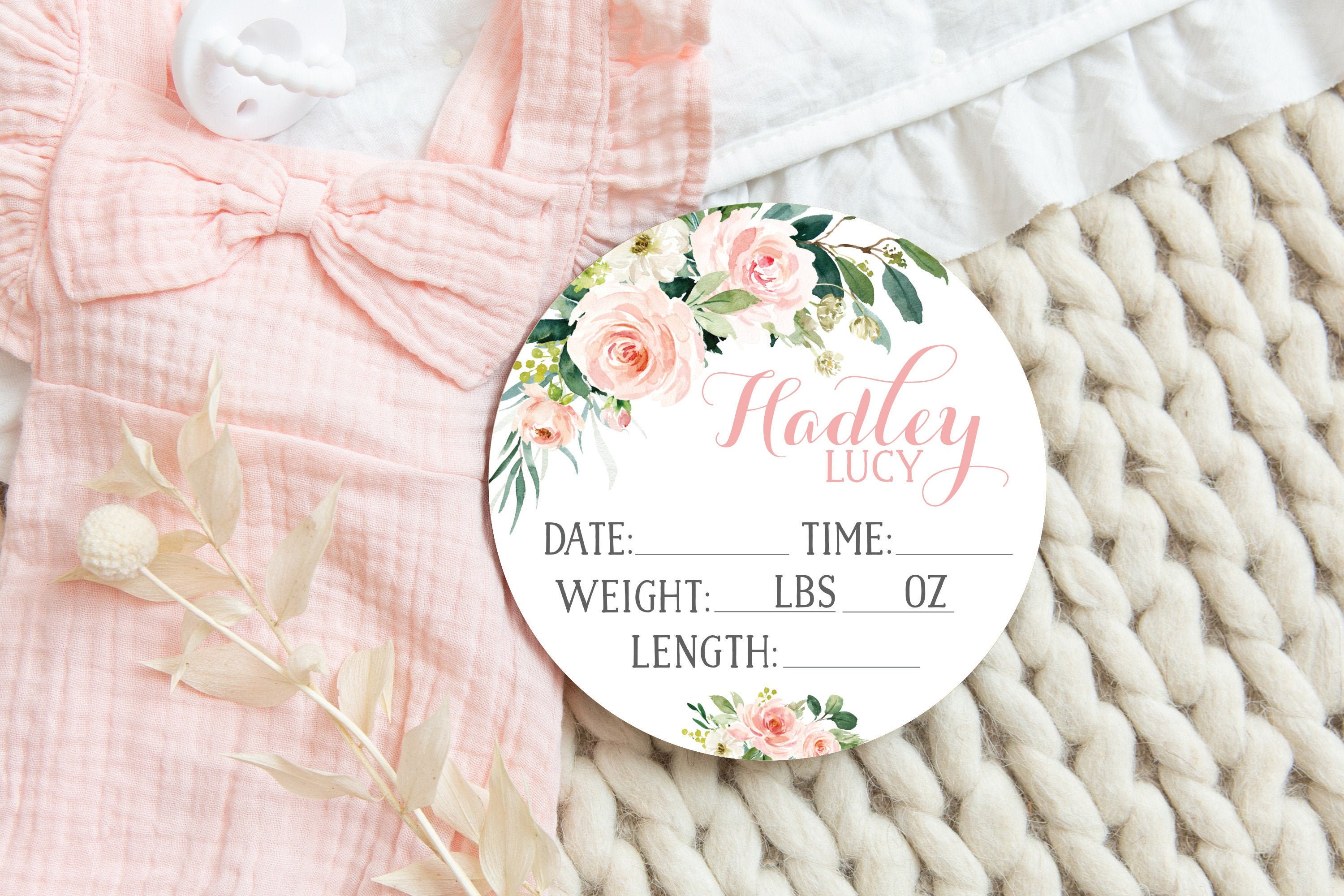 Birth Stats Round Wood Baby Name Sign Wooden Personalized Baby Name ...