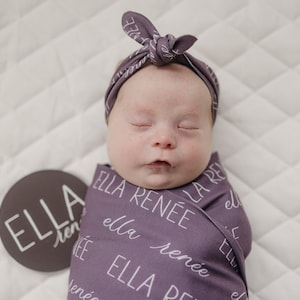 Personalized Swaddle Blanket, Optional Bundle, Newborn Coming Home Outfit Photo Props, Baby Name Announcement Sign, Baby Shower Gift JS12