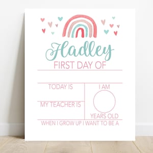 Girls First Day Of School Sign, Big Bow Back to School Sign, Personalizable Reusable School Sign, School Photo Prop, School Sign For Kids