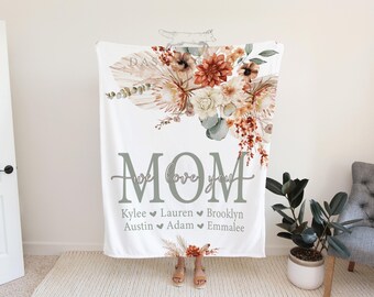 Personalized Mom Christmas Gift – Custom Quote Gift from Daughter or Son, Cozy Grandma Blanket, Sentimental Holiday Throw Blanket for Her