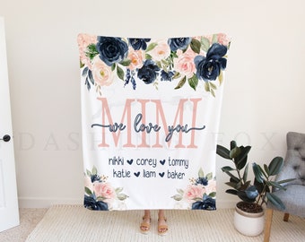 Custom Nana Personalized Blanket for Mom Grandparent Gift - Mothers Day Birthday Present