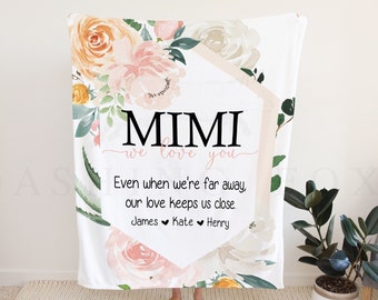 Custom Nana Mothers Day Present from Kids - Personalized Grandma Quote Peony Rose Blanket - Mothers Day Gift