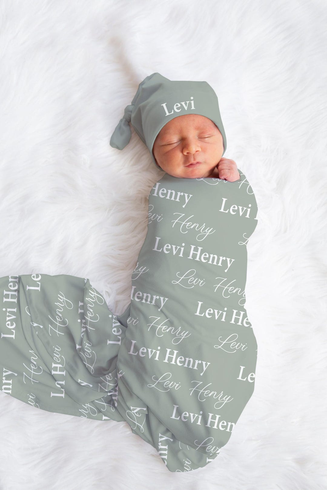 Personalized Baby Blanket With Custom Name – Handwritten Monogram Newborn Swaddle In 3 Sizes - View #8