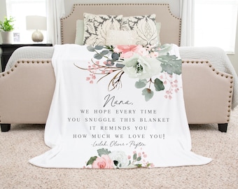 Personalized Grandma Christmas Gift from Grandkids – Custom Quote Blanket for Mom or Nana, Cozy Holiday Throw  Blanket, Gift for Her