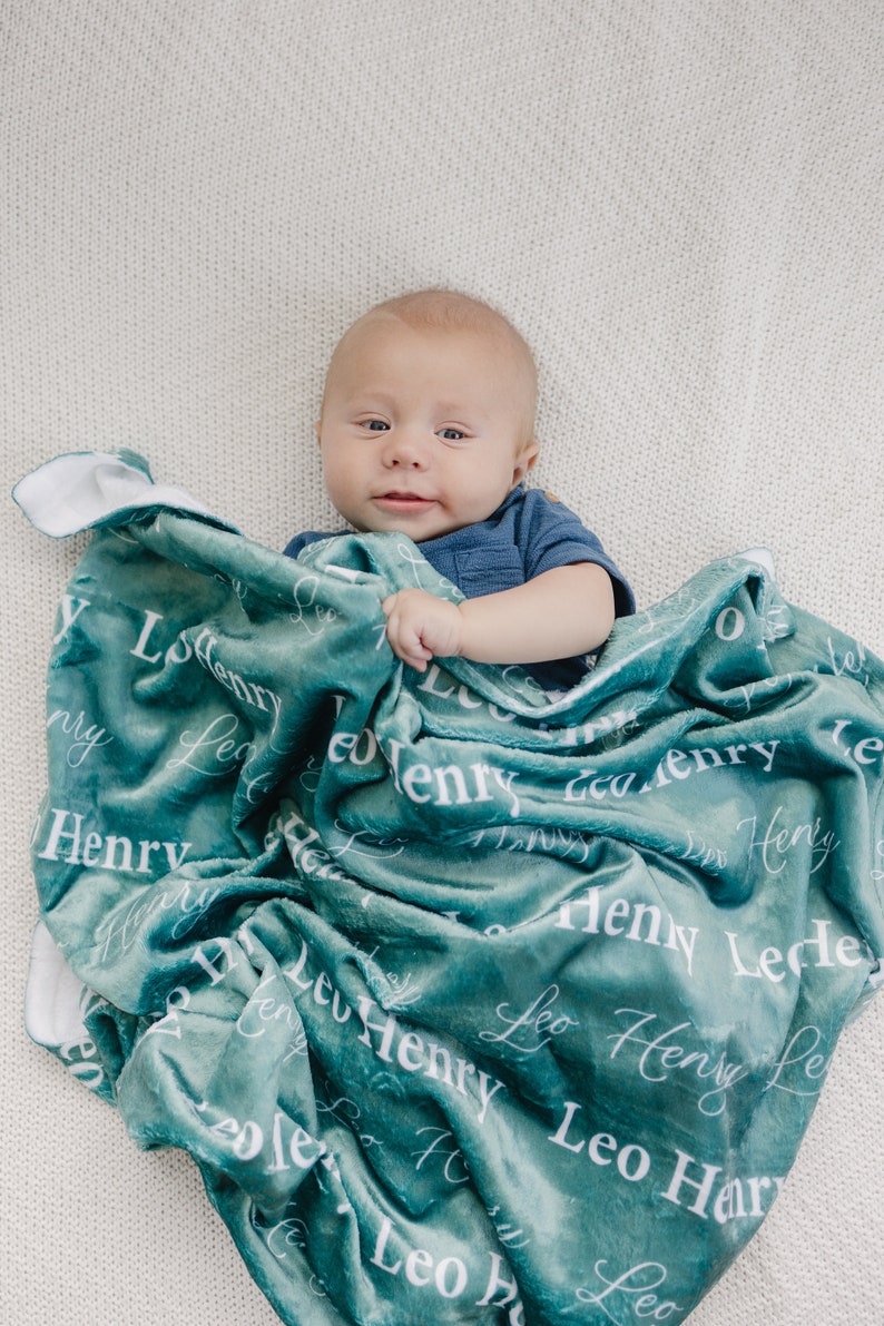 Personalized Name Blanket, Customizable Minky Blanket, Unique for Newborns Baby and Kids, Nursery Decor, Popular Baby Shower Gift, NB05 image 1