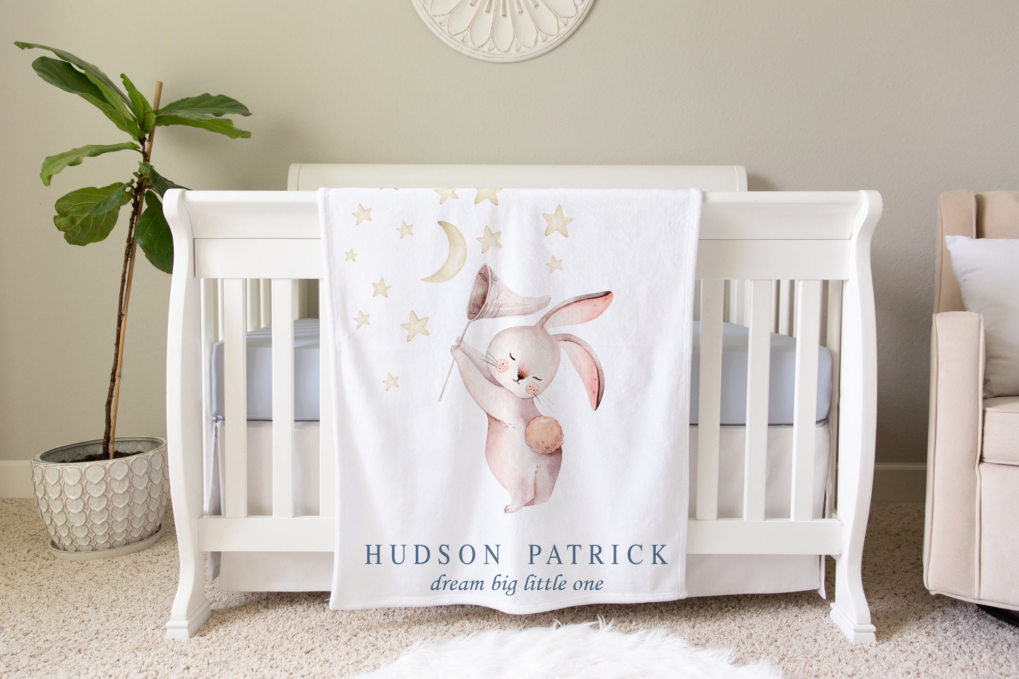 First Easter Gift, Personalized Baby Blanket, Personalized Baby Gift, Bunny Blanket, Easter Blanket, Baby Shower Gift Birthday Gift Dream