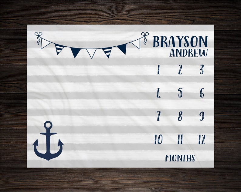 Nautical Milestone Blanket Month Blanket Growth Tracker Soft Etsy