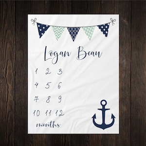 Nautical Boy Milestone Blanket Month Blanket Baby Baby Growth Tracker Soft Fleece Blanket Baby Shower Newborn Gift Blanket Watch Me Grow