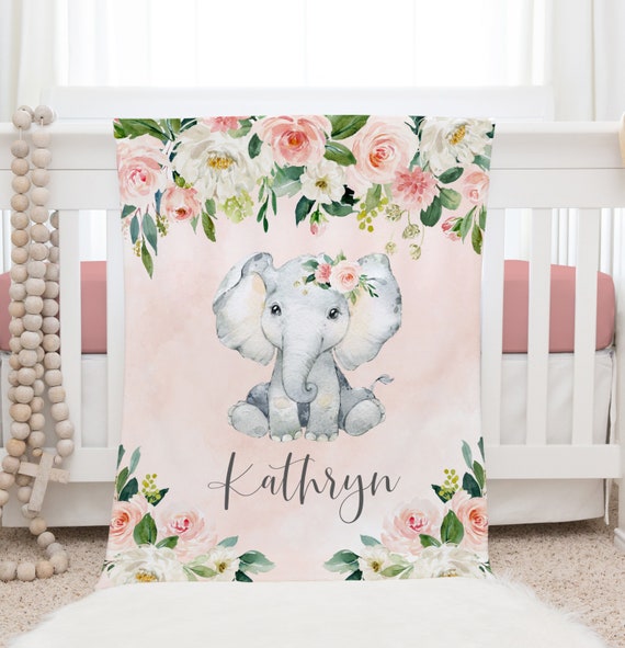 Personalized Baby Blanket With Sunflower & Elephant - Custom Name Nursery Blanket 30x40 Inches - View #13
