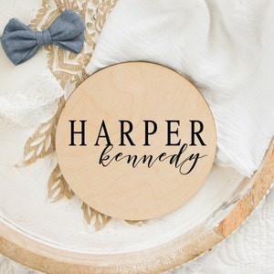 Round Wood Baby Name Sign Wooden Personalized Baby Name Newborn Announcement Custom Nursery Sign Decor