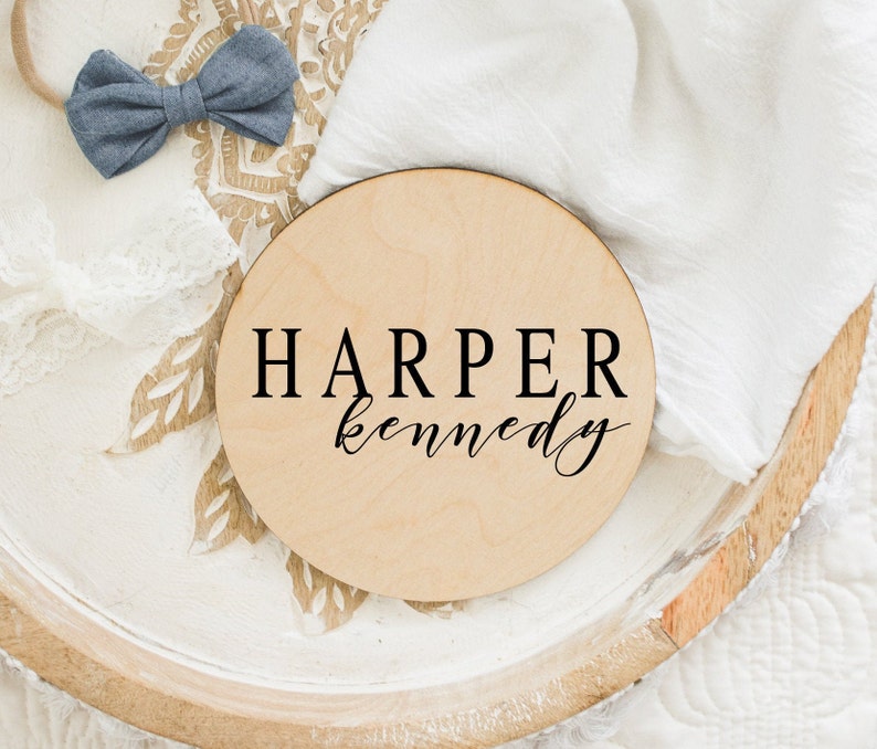 Round Wood Baby Name Sign Wooden Personalized Baby Name Newborn ...
