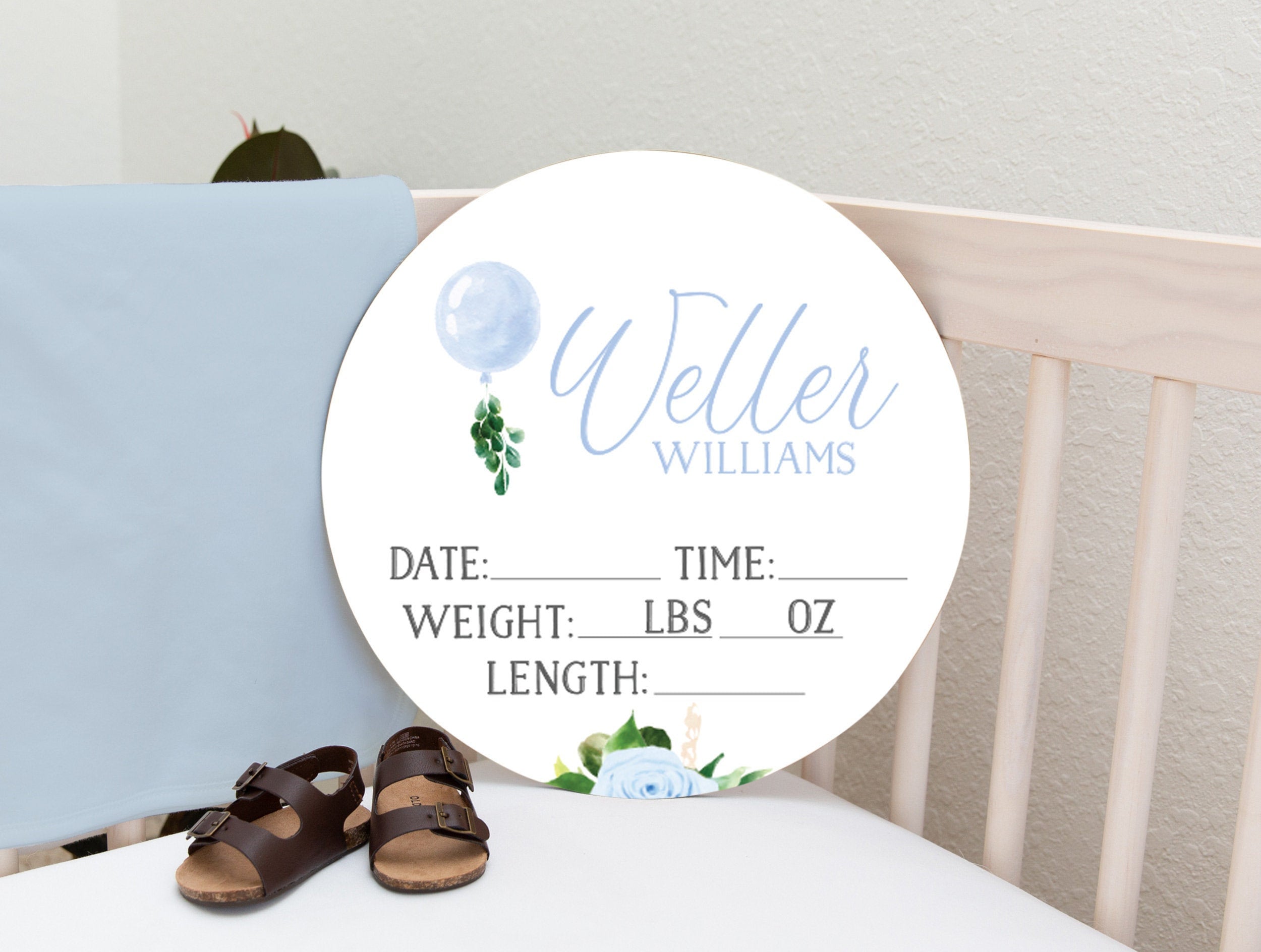 Balloon Birth Stat Round Wood Baby Hospital Name Sign Wooden Personalized Baby Name Newborn Announcement Custom Nursery Sign Decor Fresh 48