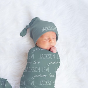 Personalized Baby Name Blanket, Personalized Baby Gift, Custom Coming Home, Gender Neutral Hospital Blanket, Baby Shower Gift, JS12 image 1