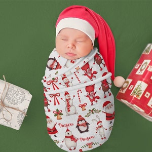 Christmas Swaddle Blanket, Baby First Christmas, Baby Christmas Personalized Name Blanket, Birth Announcement Blanket, Christmas Photo Prop