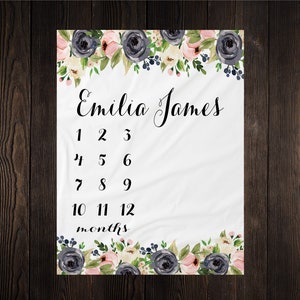 Baby Milestone Blanket Personalize Baby Blanket Monogram Baby Blanket Name Blanket Swaddle Receiving Blanket Baby Shower Gift