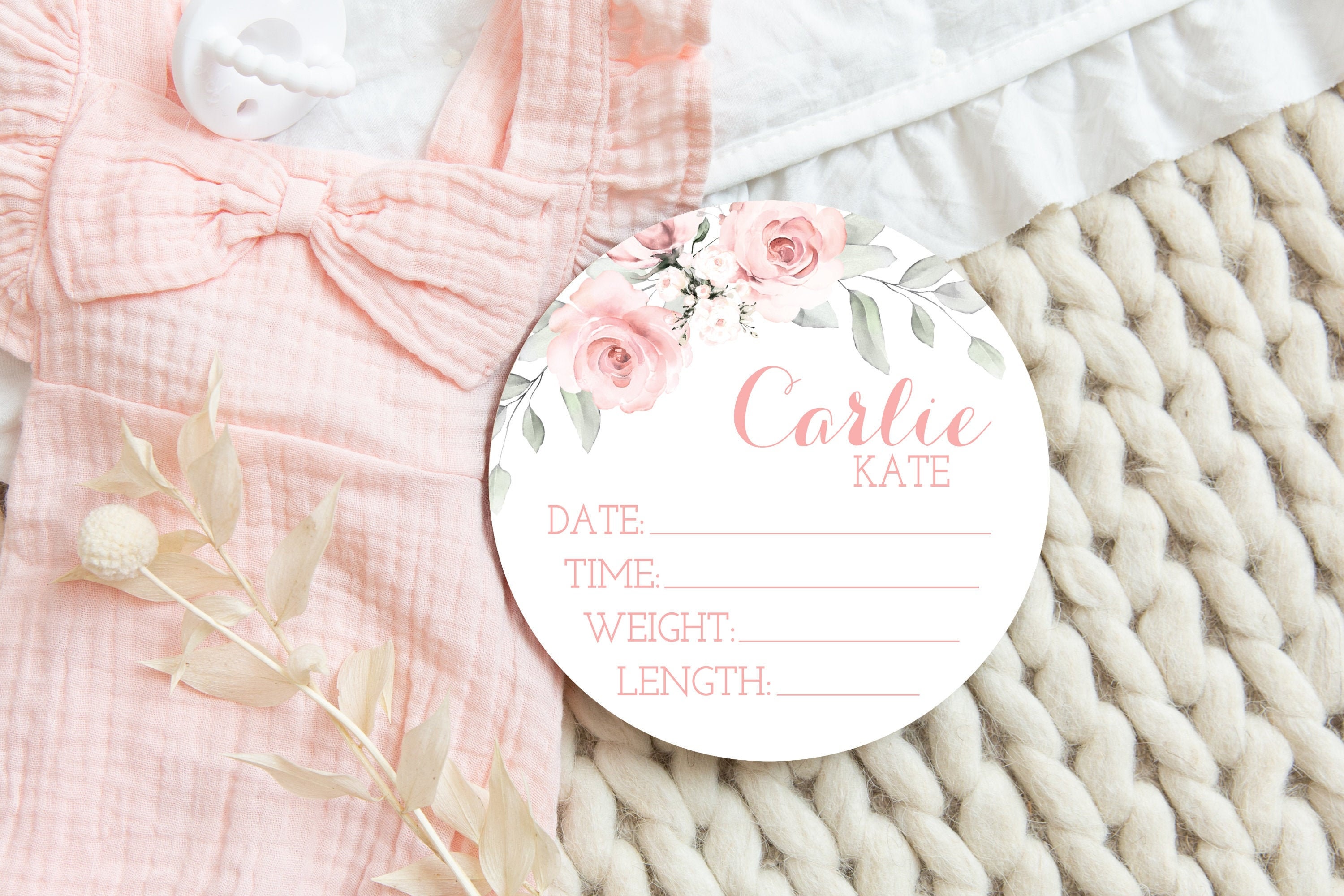 Birth Stats Round Wood Baby Name Sign Wooden Personalized Baby - Etsy