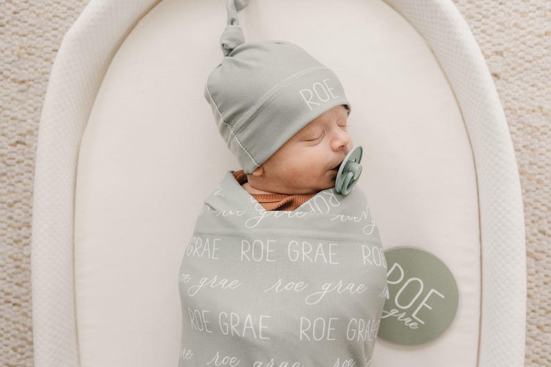 Personalized Swaddle Blanket, Optional Bundle, Newborn Coming Home Outfit Photo Props, Baby Name Announcement Sign, Baby Shower Gift JS12 image 2