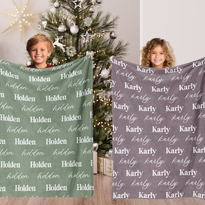 Kids Name Blanket, Personalized Blanket for Kids Christmas Gift,  Name Blanket for Boys and Girls, Grandkids Christmas Gift NB14