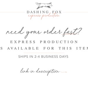 Puede incluir: Fondo blanco con texto que dice "DASHING FOX express production" y "need your order fast? EXPRESS PRODUCTION IS AVAILABLE FOR THIS ITEM". Incluye una ilustraci&oacute;n de zorro.