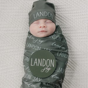 Personalized Swaddle Blanket, Optional Bundle, Newborn Coming Home Outfit Photo Props, Baby Name Announcement Sign, Baby Shower Gift JS12