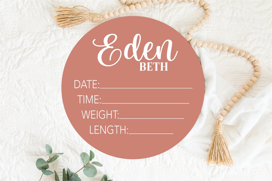 Birth Stats Round Wood Baby Name Sign Wooden Personalized Baby Name ...