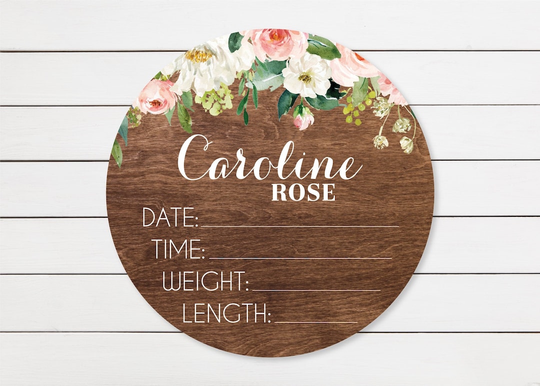 Birth Stats Wood Baby Name Sign Wooden Round Personalized Baby Name ...