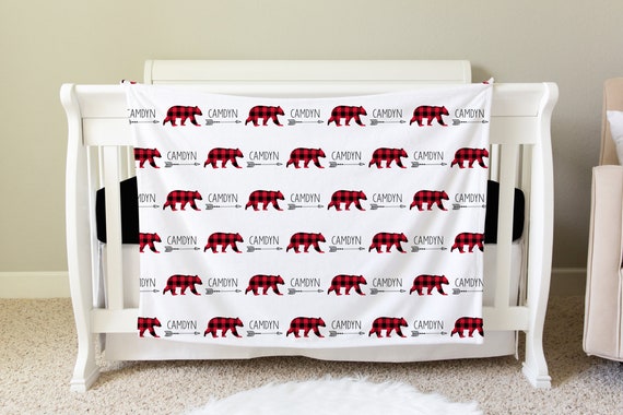 Bear Personalized Swaddle Baby Blanket Personalized Gifts Lumber Jack Baby Shower Gift Newborn Gift Blanket Woodland Rustic Nursery Etsy Canada
