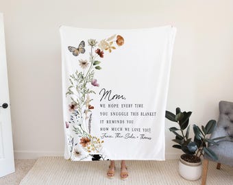 Personalized Mom Christmas Gift – Custom Quote Gift from Daughter or Son, Grandma Blanket, Gift For Her From Kids