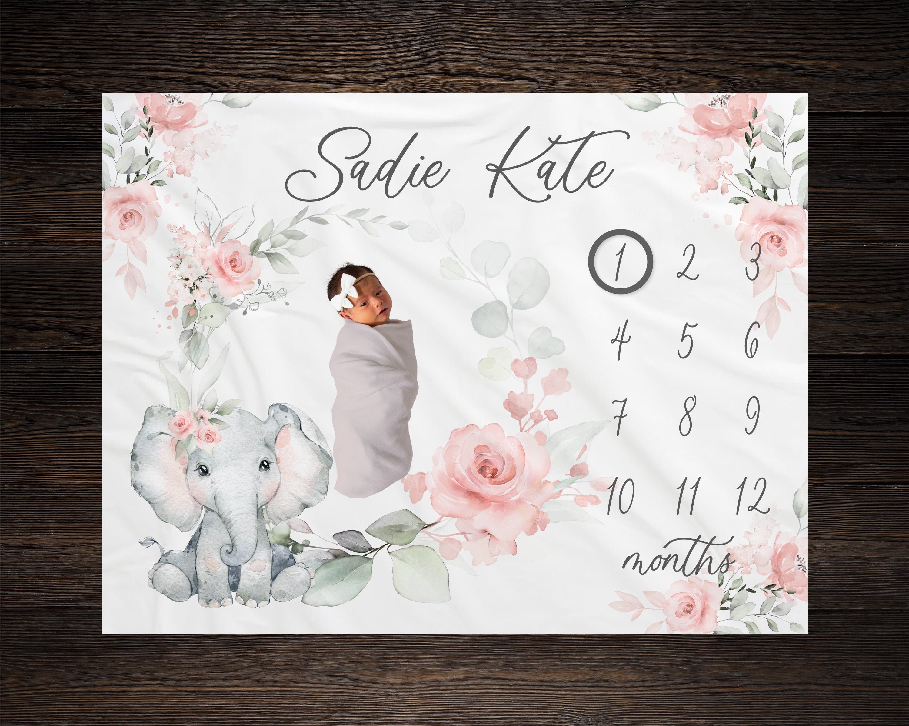 Elephant baby month blanket sale