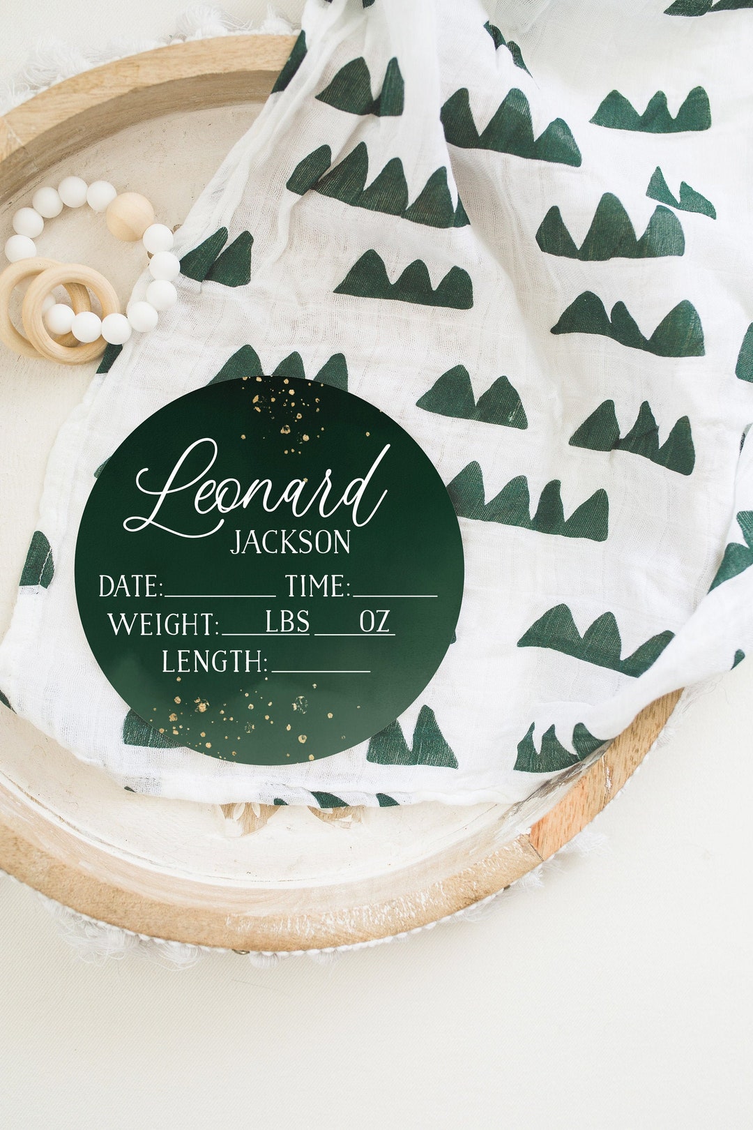 Birth Stats Round Wood Baby Name Sign Wooden Personalized Baby Name ...