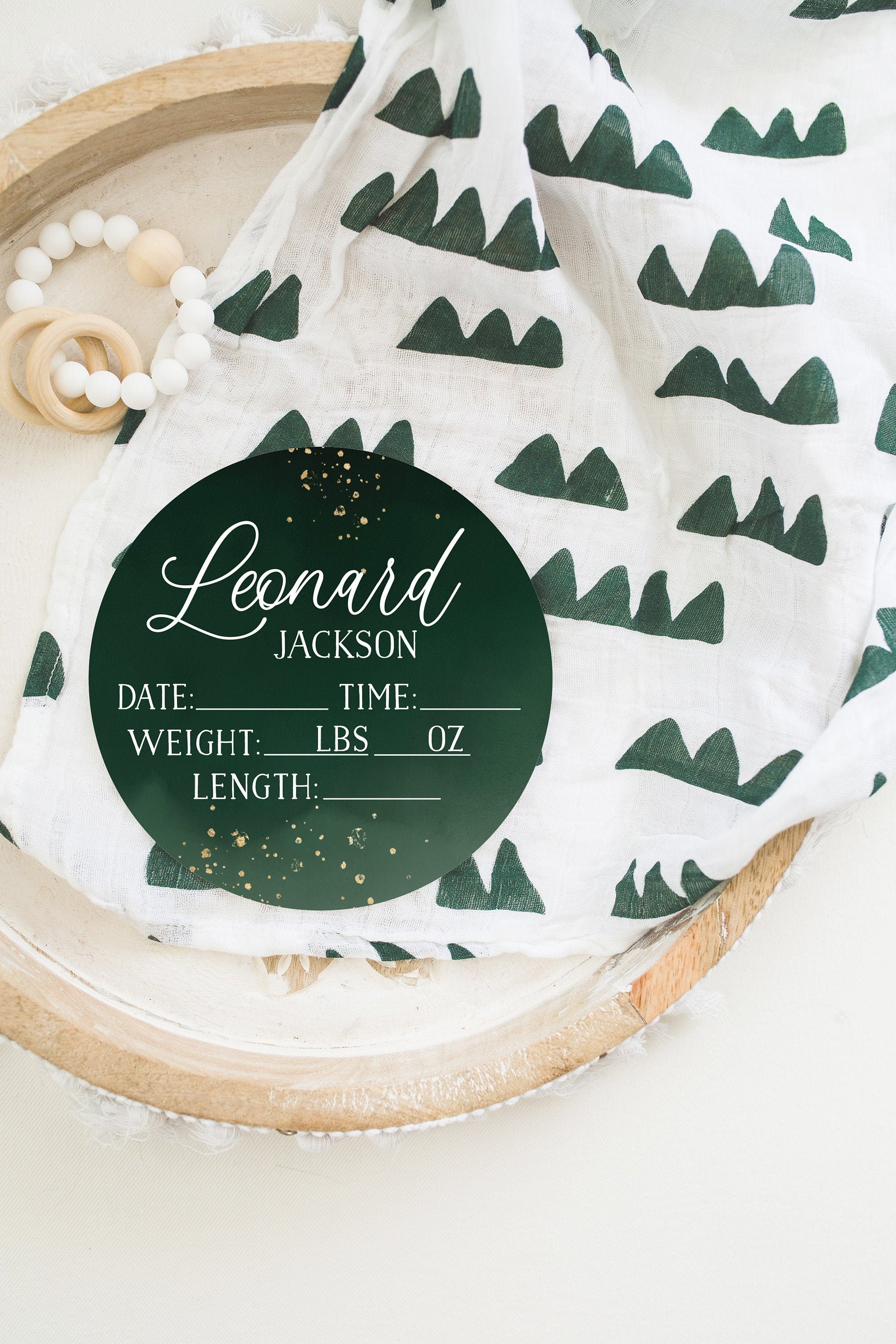 Birth Stats Round Wood Baby Name Sign Wooden Personalized Baby Name ...