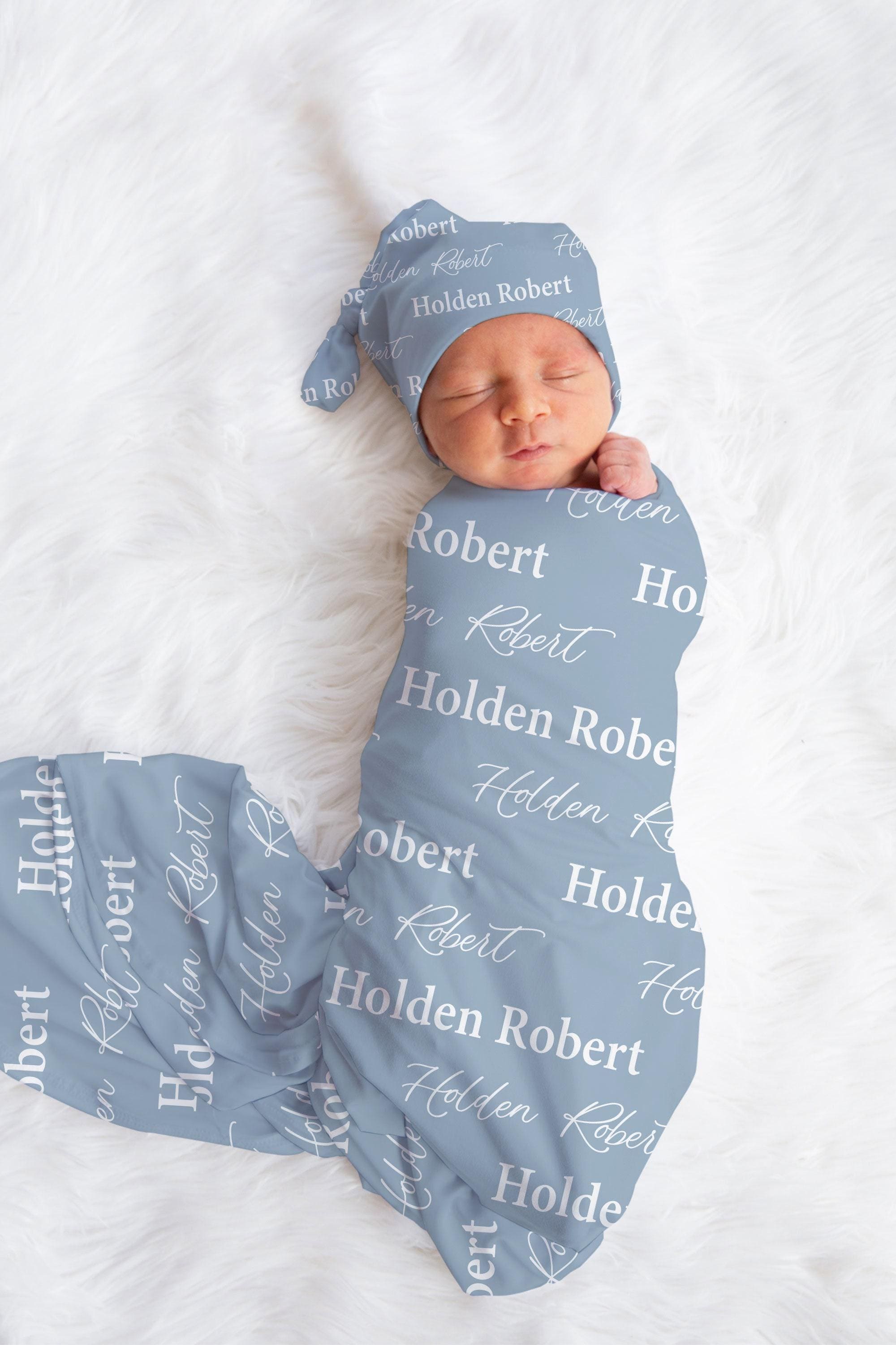 Personalized Baby Swaddle Blanket With Name – Custom Newborn Gift, Soft Polyester, 0-6 Months