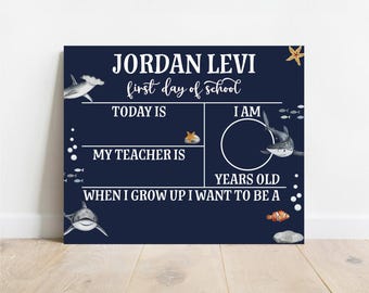 Shark Back to School Sign, First Day Of School Sign, Reusable School Sign, School Photo Prop, School Sign For Kids, Last Day Of School