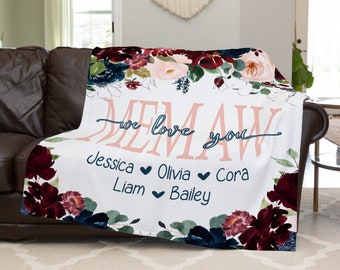 Personalized Christmas Gift For Mom, Grandparents Christmas Blanket From Grandkids, Mom Christmas Present, Grandma Gift For Christmas