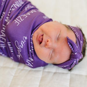 Personalized Swaddle Blanket, Optional Bundle, Newborn Coming Home Outfit Photo Props, Baby Name Announcement Sign, Baby Shower Gift JS12