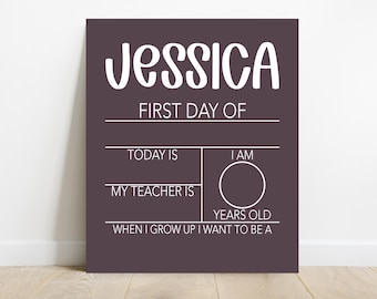 Personalized First Day of School Sign, First Day of School Board Sign, Custom First Day of School Wet Erase Board, Back to School Photo Prop