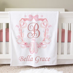 Ballet Personalized Blanket, Custom Baby Blanket, Baby Shower Gift, Ballerina Nursery Blanket, Crib Blanket, Newborn Photos Prop, BB33
