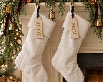 Personalized Stocking Name Tags, Engraved Wood Tags for Christmas Decor CT15