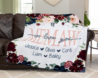 Personalized Floral Blanket for Mom - Mothers Day Gift