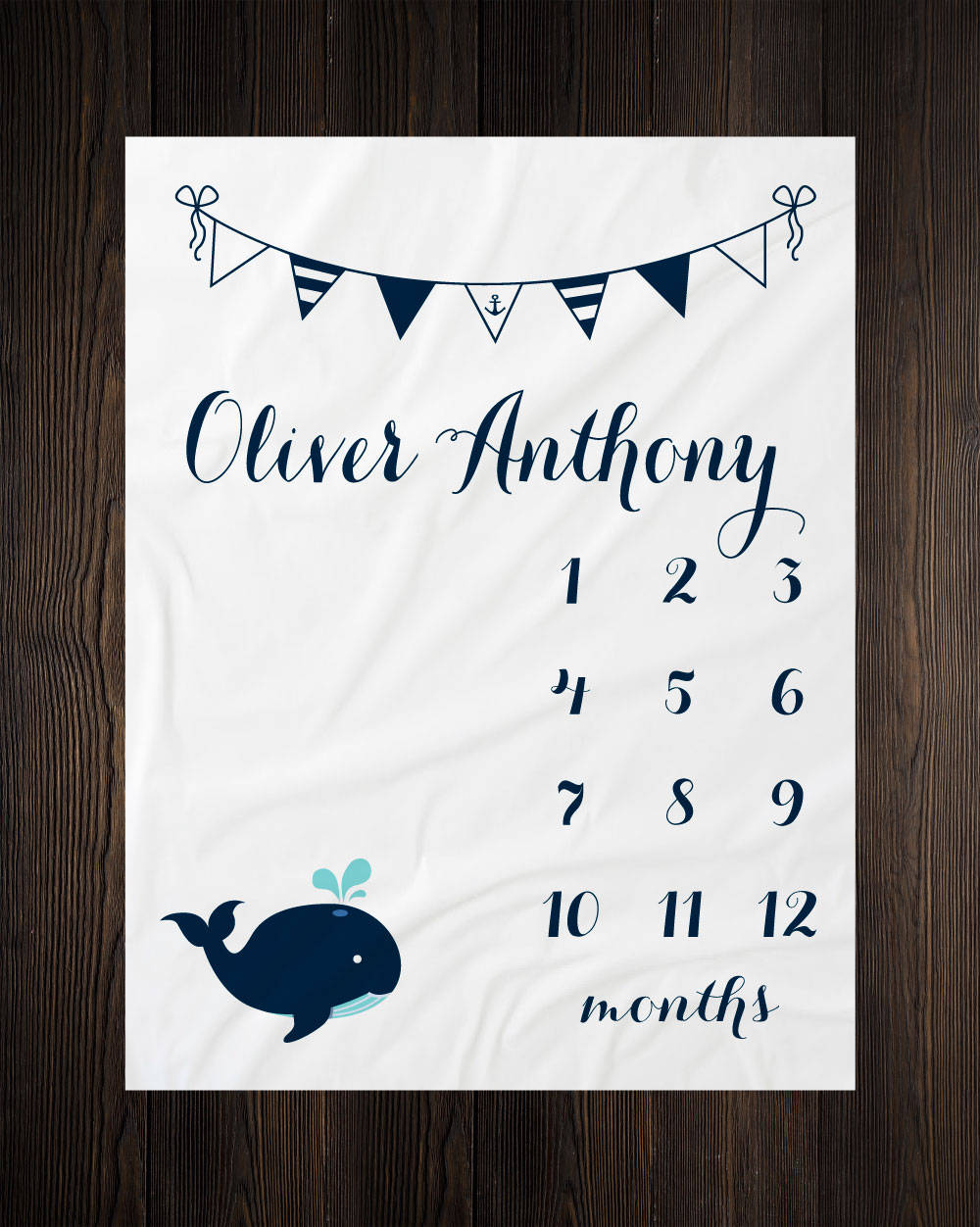 Boy's Nautical Monthly Milestone Chart Baby Blanket ...
