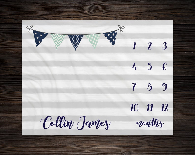 Boy Milestone Blanket Month Blanket Baby Baby Growth Tracker Etsy