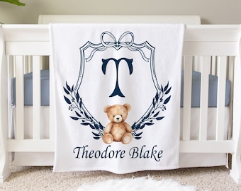 Teddy Bear Blanket, Personalized Baby Blanket Gift, Toddler Blanket, Teddy Bear Nursery Decor, Toddler Birthday Gift, Bear Blanket, BB35