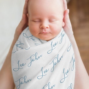 Baby Swaddle Blanket, Personalized Name Blanket, Birth Announcement Blanket, Baby Boy Name Hospital Blanket, Newborn Photo, Baby Shower Gift