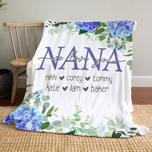 Regalo perfecto para el día de la madre, abuelos y cumpleaños: manta floral de hortensia personalizada